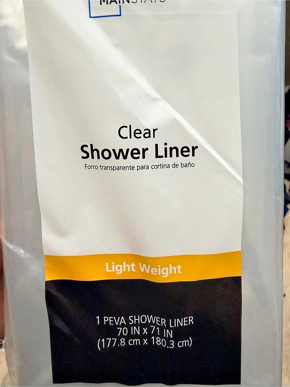 Mainstays Light Weight PEVA Shower Liner, Clear